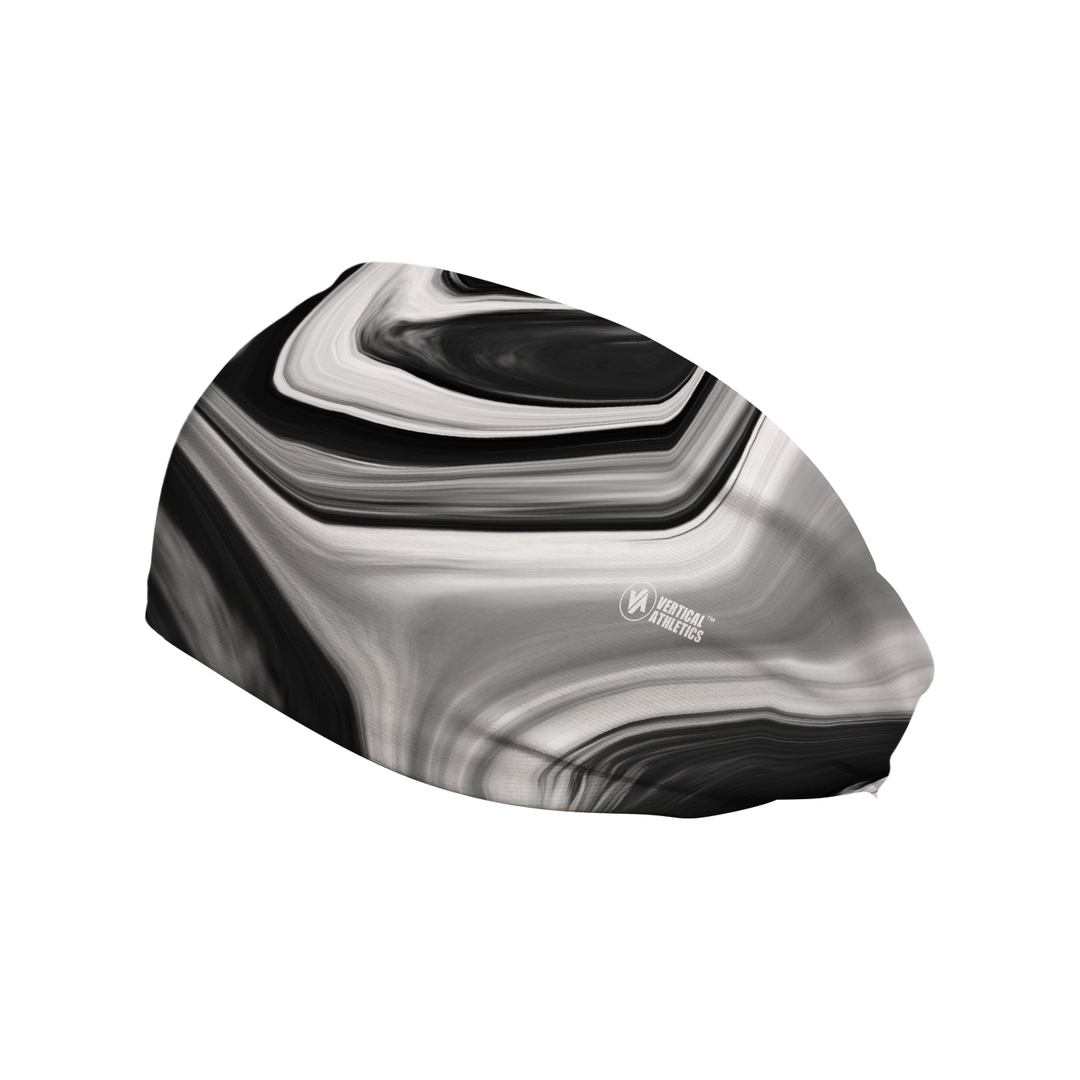 Side view of Black Marble Swirl headband. Made in USA, Vertical Athletics brand.  Not a Junk headband.