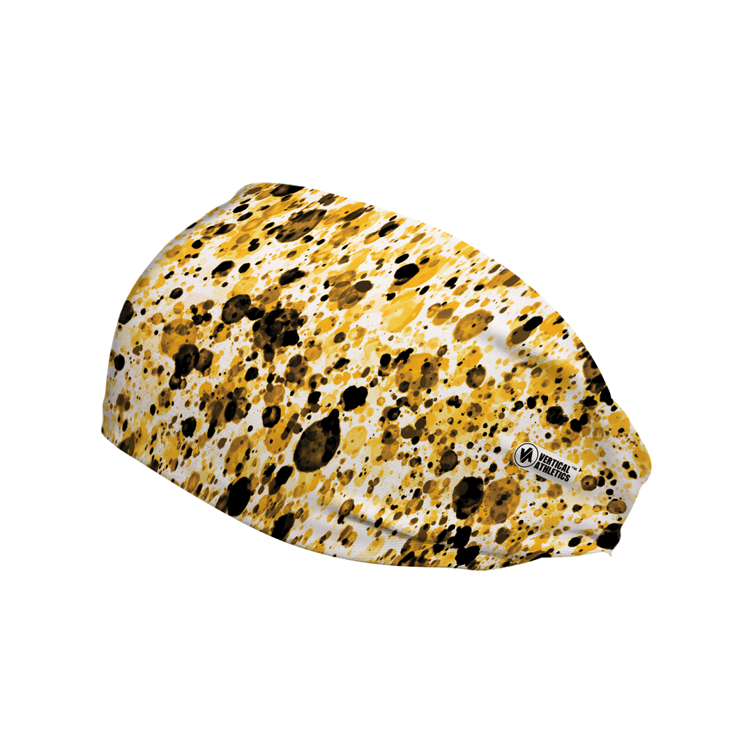 Cooling Headband: Black and Gold Paint Splatter