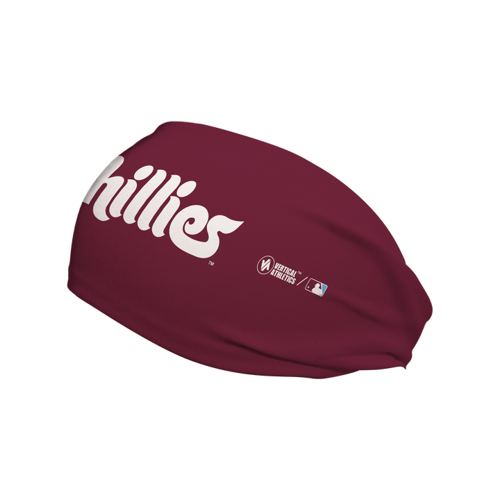 MLB Philadelphia Phillies cooling headband with Cooperstown Retro Logo. Made in USA, Vertical Athletics brand.
