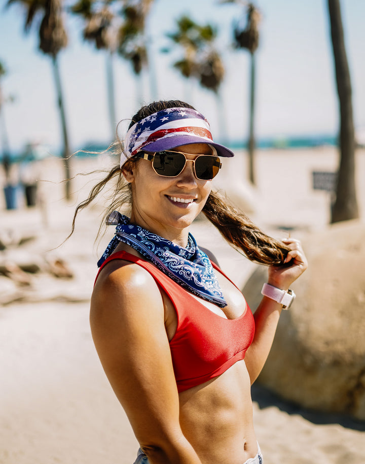 Triangle Cooling Bandana: Navy Paisley Bandana