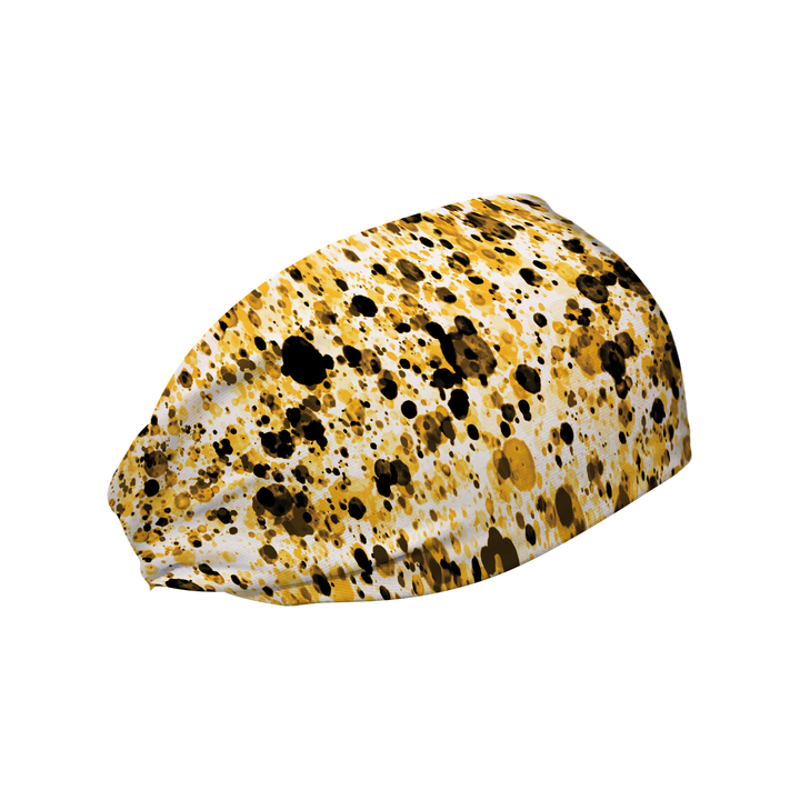 Cooling Headband: Black and Gold Paint Splatter