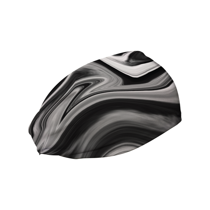 Side view of Black Marble Swirl headband. Made in USA, Vertical Athletics brand.  Not a Junk headband.