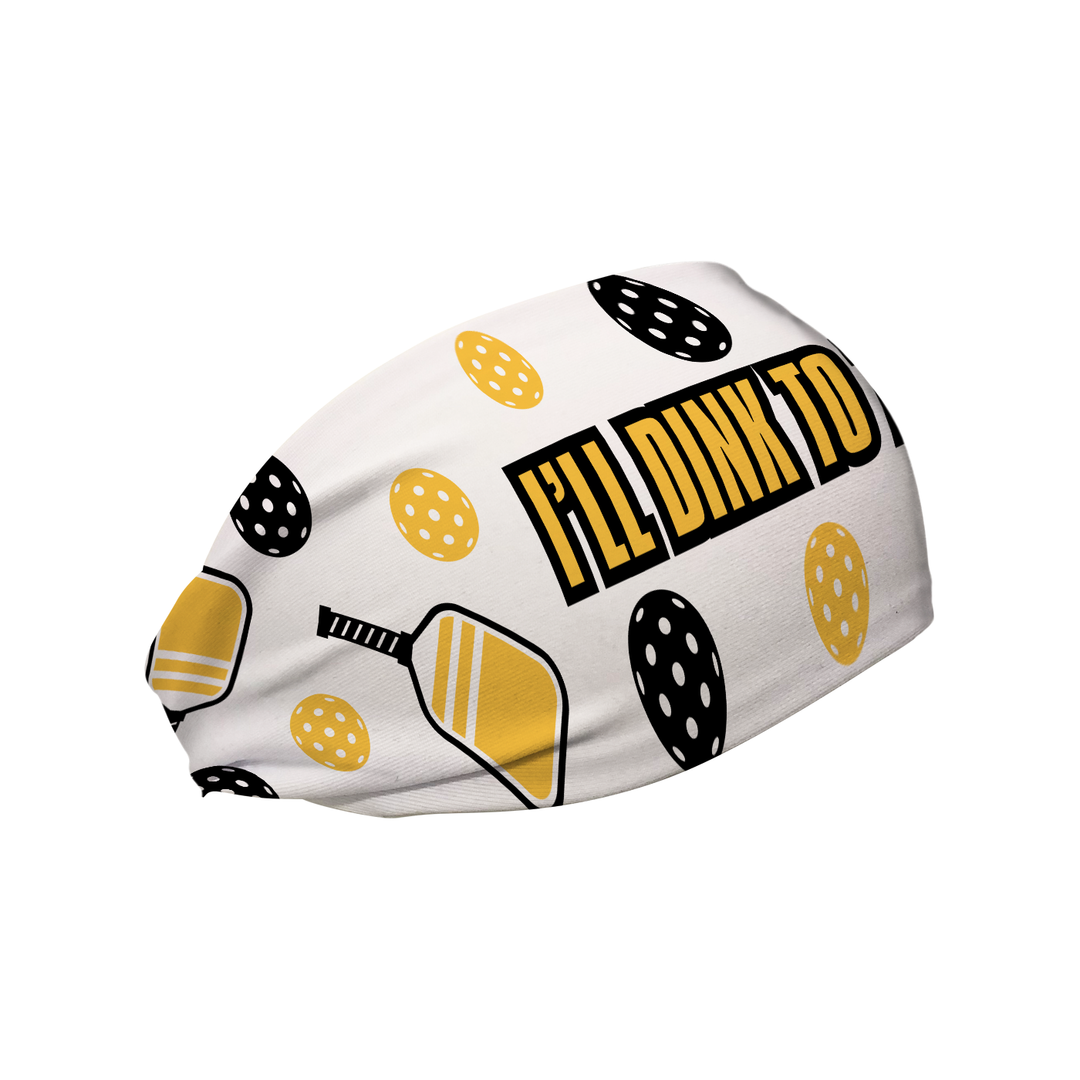 Side view of I'll Dink to That headband. Made in USA, Vertical Athletics brand.  Not a Junk headband.