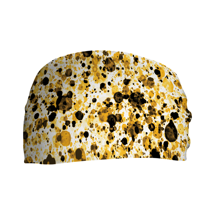 Cooling Headband: Black and Gold Paint Splatter