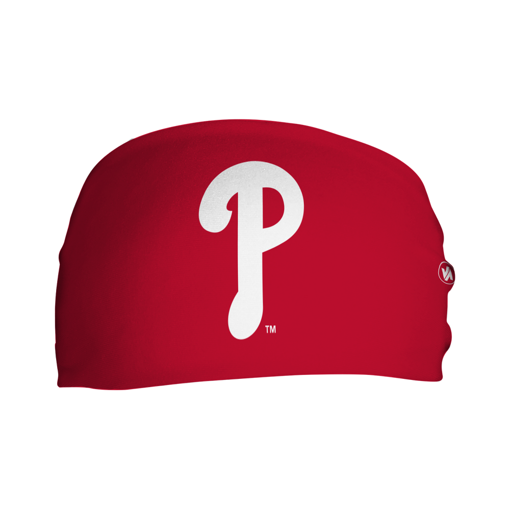 MLB Philadelphia Phillies cooling headband with Red Cap Logo. Made in USA, Vertical Athletics brand.