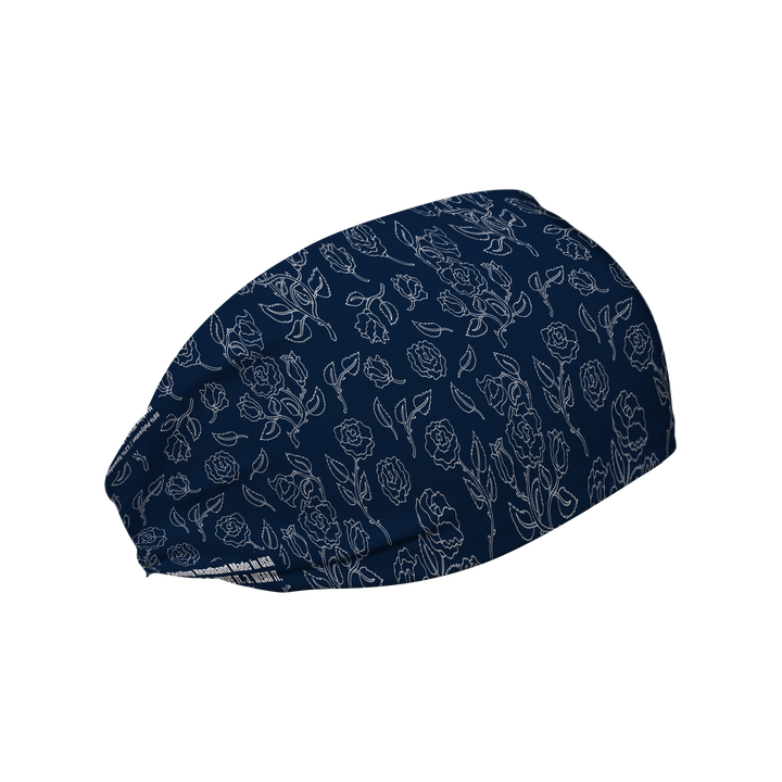 Cooling Headband with Roses Line Art. Made in USA, Vertical Athletics brand.