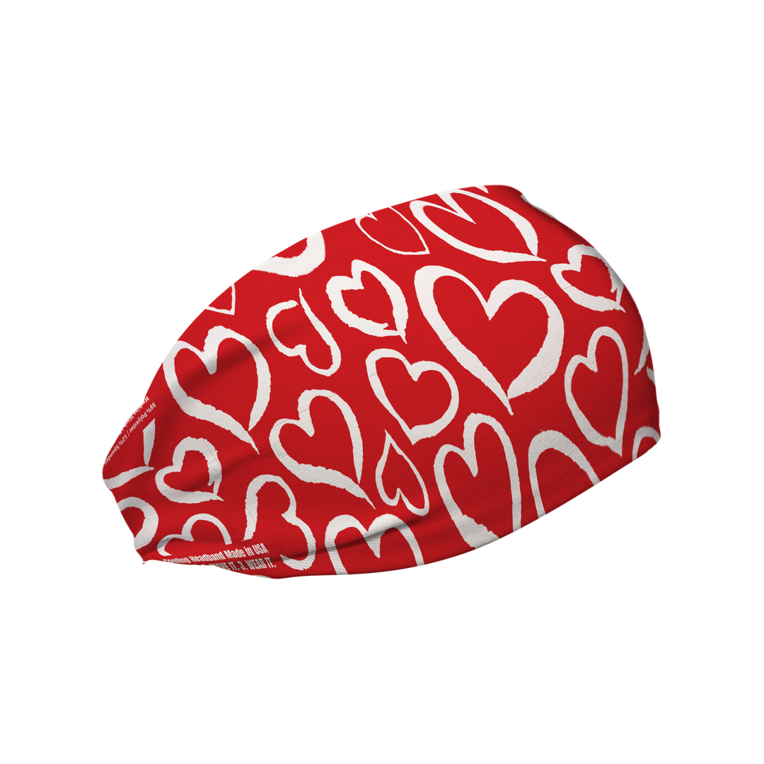 Cooling Headband with Heart Repeat. Made in USA, Vertical Athletics brand.