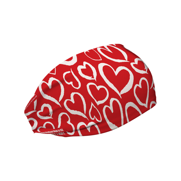Cooling Headband with Heart Repeat. Made in USA, Vertical Athletics brand.