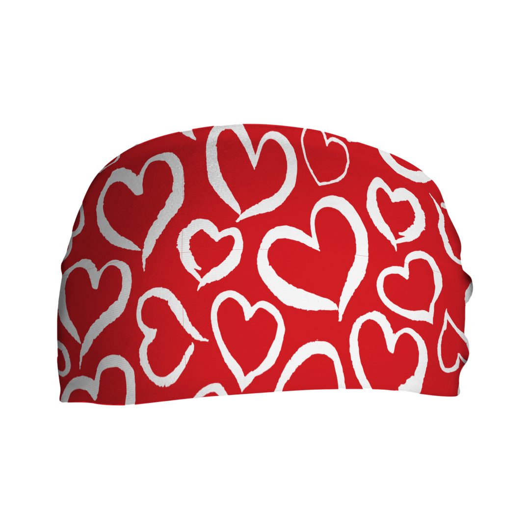 Cooling Headband with Heart Repeat. Made in USA, Vertical Athletics brand.