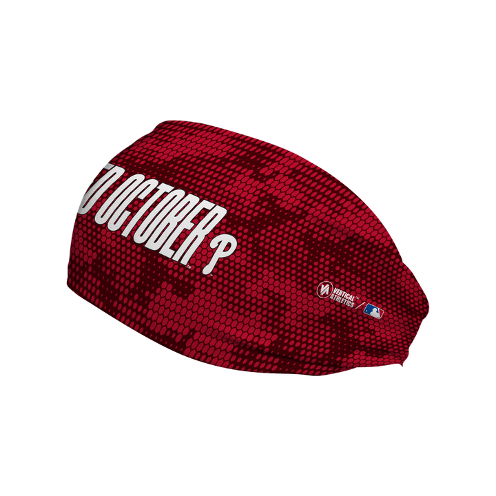 MLB Philadelphia Phillies Red October cooling headband with Hex Camo Red. Made in USA, Vertical Athletics brand.
