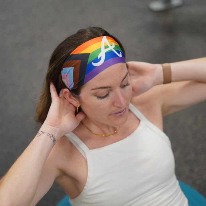 Braves Cooling Headband: Progressive Pride Flag Cap Logo