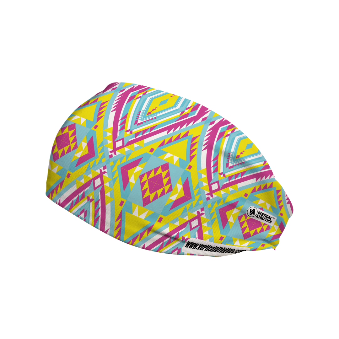 Cooling Headband with Neon SW Tribal. Made in USA, Vertical Athletics brand.