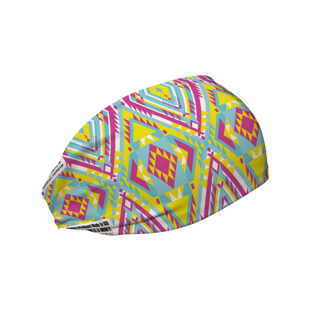 Cooling Headband with Neon SW Tribal. Made in USA, Vertical Athletics brand.