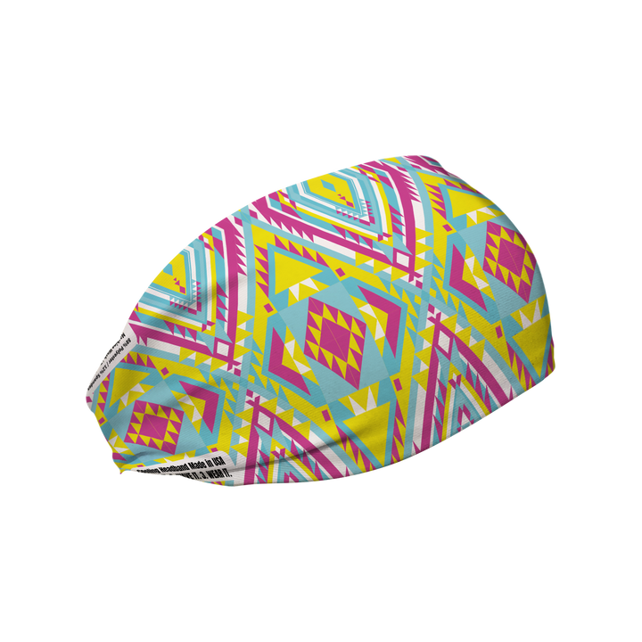 Cooling Headband with Neon SW Tribal. Made in USA, Vertical Athletics brand.