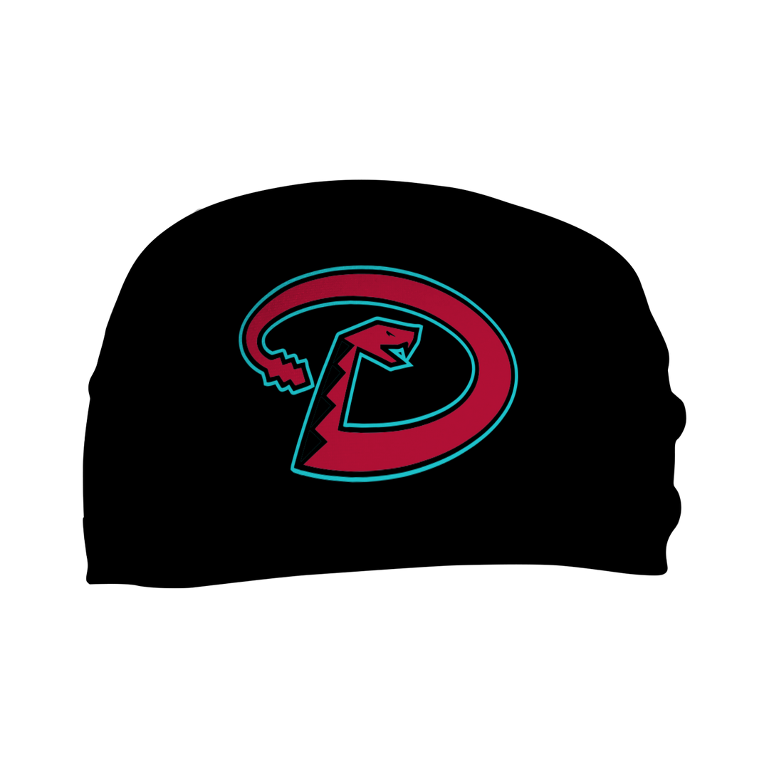 MLB Arizona Diamondbacks cooling headband with Alt Logo Black. Made in USA, Vertical Athletics brand.  