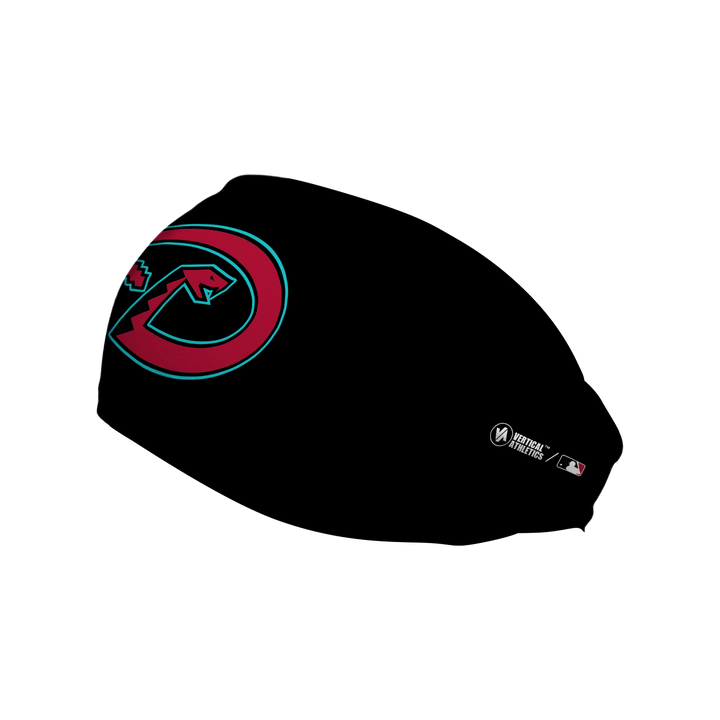 MLB Arizona Diamondbacks cooling headband with Alt Logo Black. Made in USA, Vertical Athletics brand.  