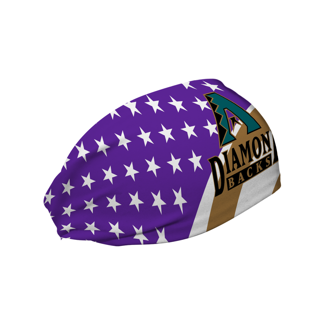 MLB Arizona Diamondbacks Stars and Stripes cooling headband with Coop Logo. Made in USA, Vertical Athletics brand.  