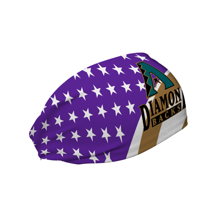 MLB Arizona Diamondbacks Stars and Stripes cooling headband with Coop Logo. Made in USA, Vertical Athletics brand.  