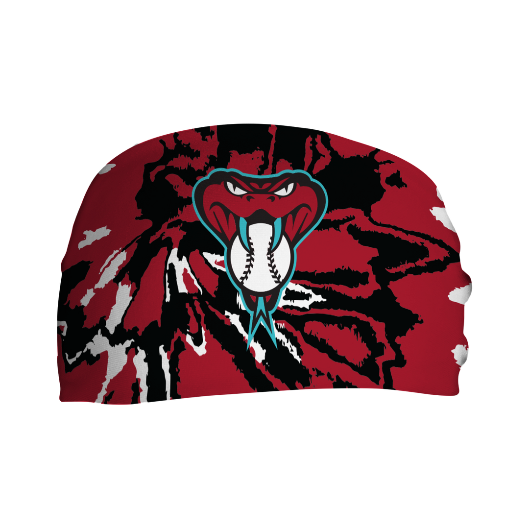 MLB Arizona Diamondbacks Team Tie-Dye cooling headband with cap logo. Made in USA, Vertical Athletics brand.