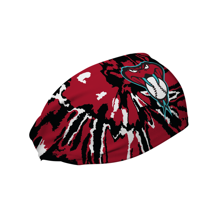 MLB Arizona Diamondbacks Team Tie-Dye cooling headband with cap logo. Made in USA, Vertical Athletics brand.
