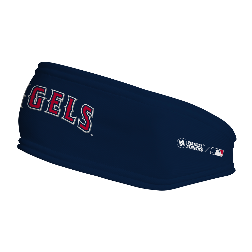 MLB Los Angeles Angels fleece headband with Wordmark. Made in the USA, Vertical Athletics brand.  