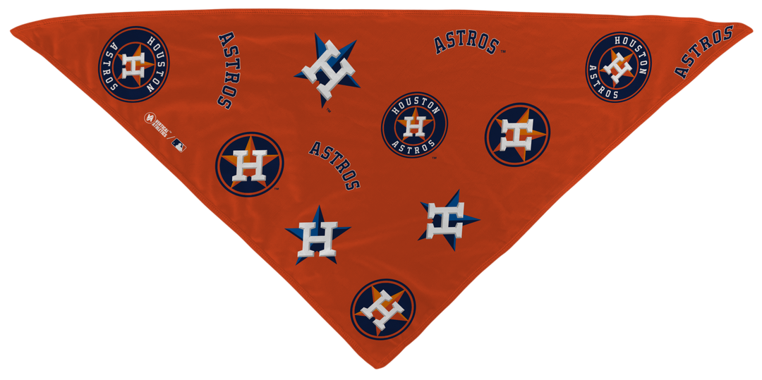 MLB Houston Astros cooling triangle bandana with team logo all over. Made in USA, Vertical Athletics brand.