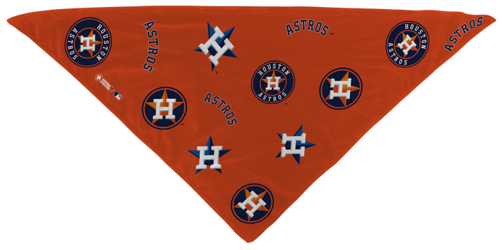 MLB licensed Houston Astros Triple Play Cooling Bundle: Cooling Triangle Bandana with All Over logo. Made in USA. Vertical Athletics Brand. 