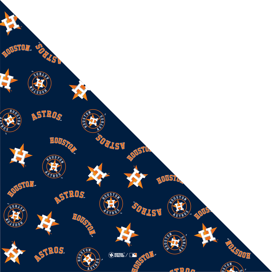 MLB Huston Astros navy cooling triangle bandana with logos all over. Made in USA, Vertical Athletics brand.  