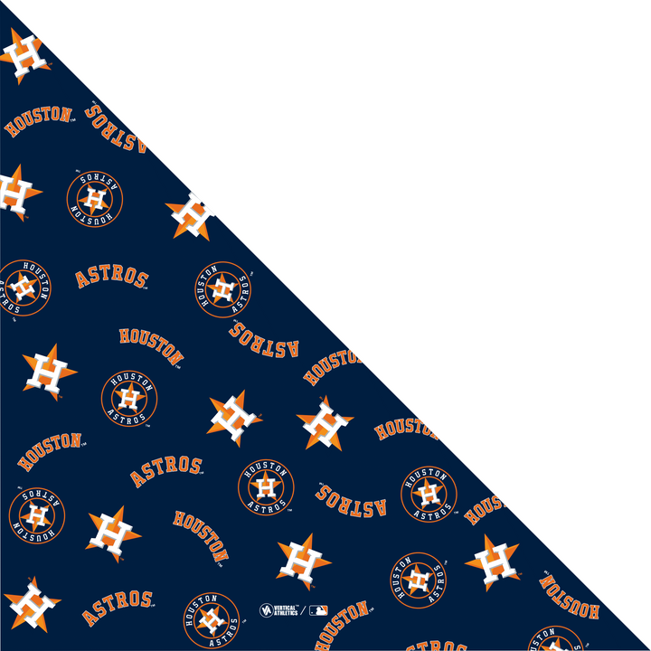 MLB Huston Astros navy cooling triangle bandana with logos all over. Made in USA, Vertical Athletics brand.  
