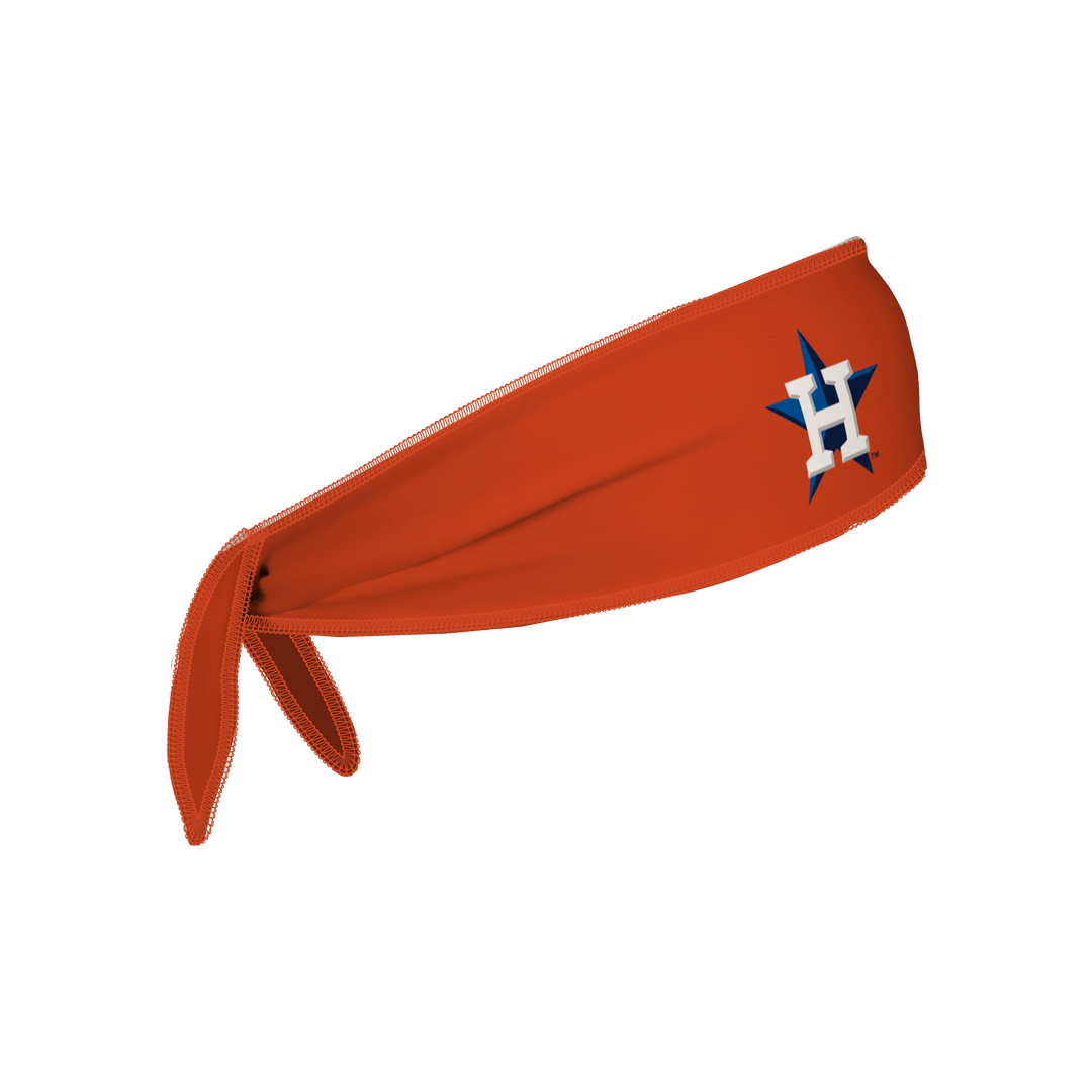 MLB Houston Astros reversible tieback cooling headband with Cap Logo and Repeating Mascot. Made in the USA, Vertical Athletics brand.