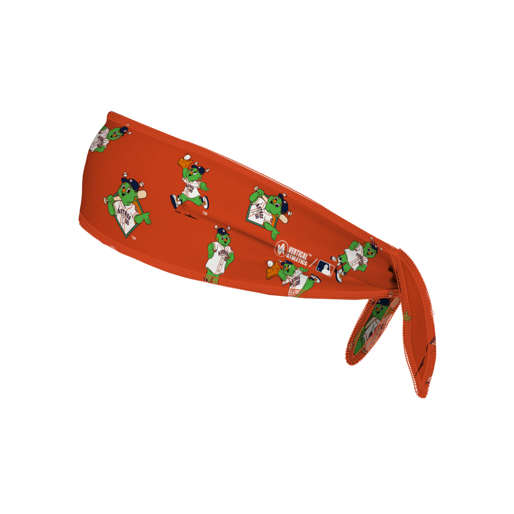 MLB Houston Astros reversible tieback cooling headband with Cap Logo and Repeating Mascot. Made in the USA, Vertical Athletics brand.