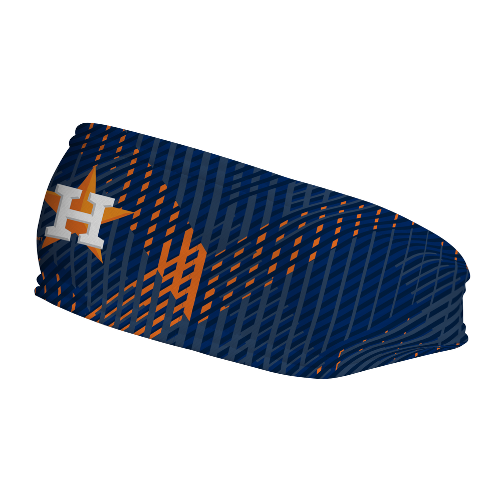 MLB Houston Astros fleece headband with Sport Plaid. Made in USA, Vertical Athletics brand. 