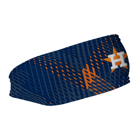 MLB Houston Astros fleece headband with Sport Plaid. Made in USA, Vertical Athletics brand. 