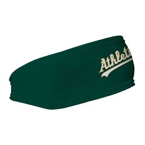 MLB Athletics fleece headband with Wordmark. Made in the USA, Vertical Athletics brand. 