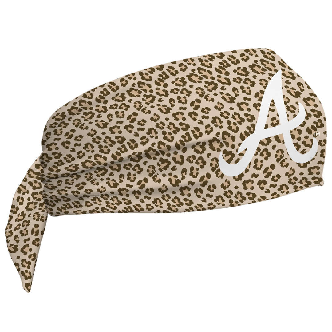 MLB Atlanta Braves wide tieback cooling headband with Cheetah Cap Logo. Vertical Athletics brand. Made in Mexico.