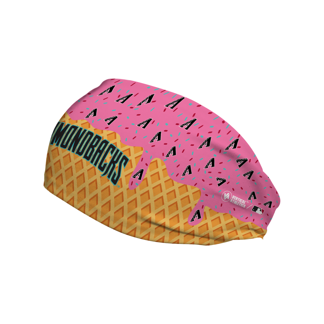 MLB licensed Arizona Diamondbacks cooling headband with Ice Cream Drip Wordmark. Made in the USA, Vertical Athletics brand.
