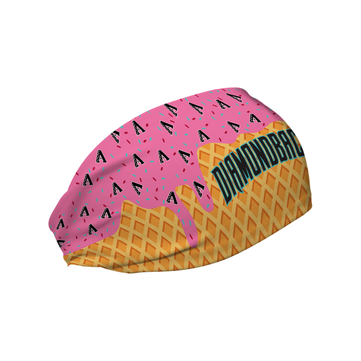 MLB licensed Arizona Diamondbacks cooling headband with Ice Cream Drip Wordmark. Made in the USA, Vertical Athletics brand.