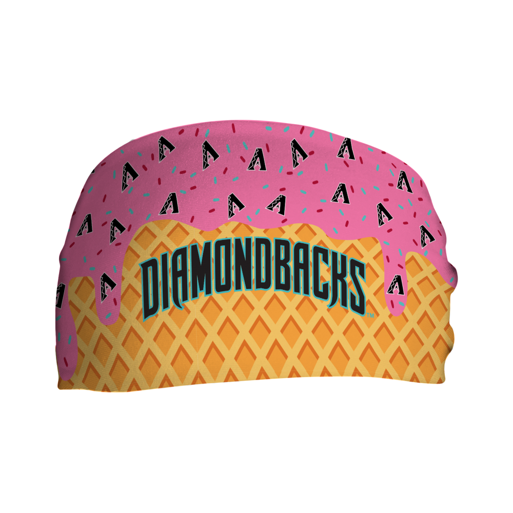MLB licensed Arizona Diamondbacks cooling headband with Ice Cream Drip Wordmark. Made in the USA, Vertical Athletics brand.