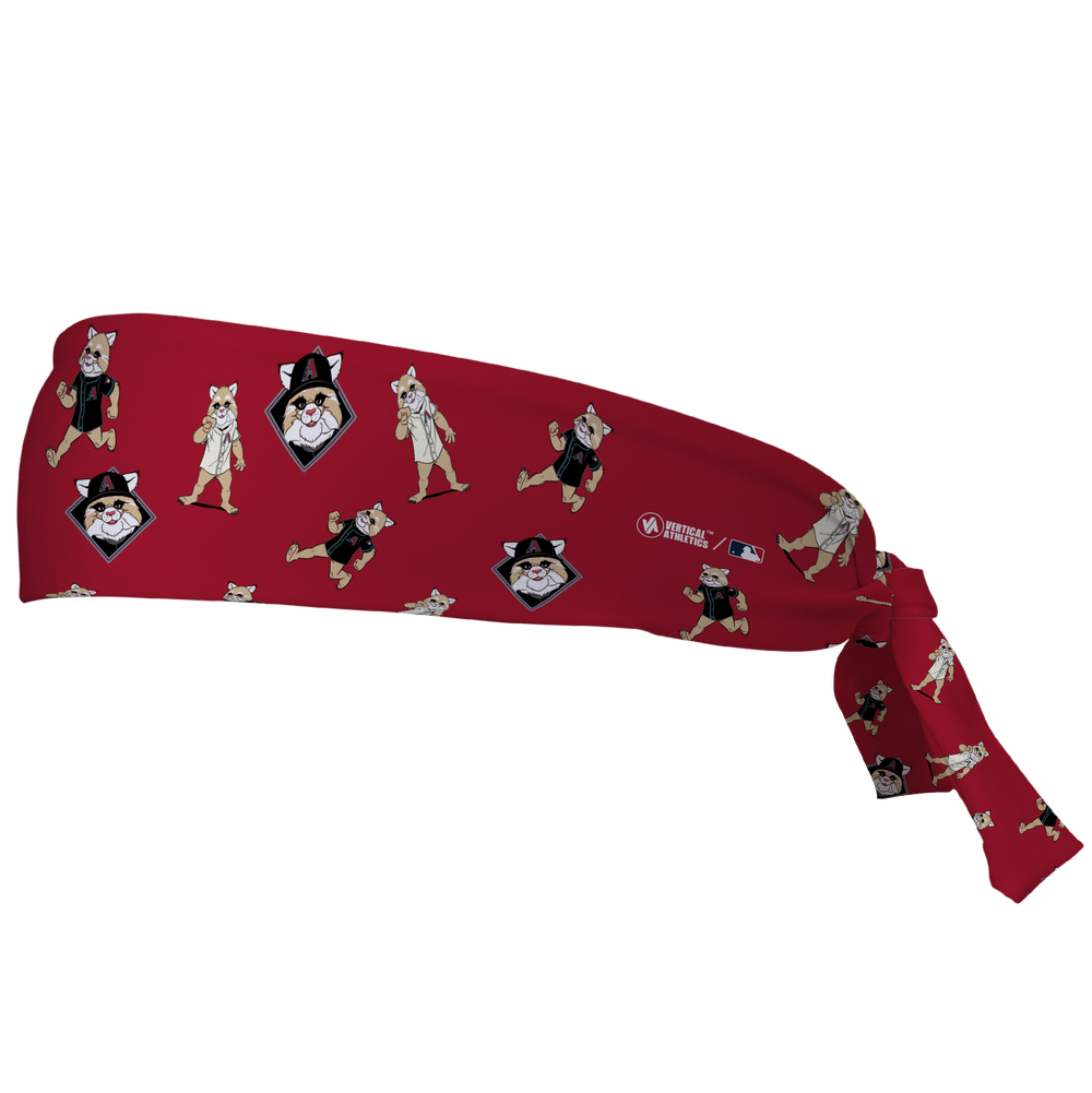 MLB Arizona Diamondbacks tieback cooling headband with Mascot All Over. Vertical Athletics brand. Made in Mexico.