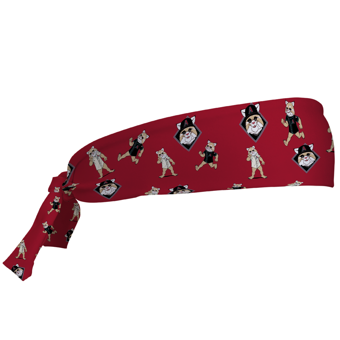 MLB Arizona Diamondbacks tieback cooling headband with Mascot All Over. Vertical Athletics brand. Made in Mexico.
