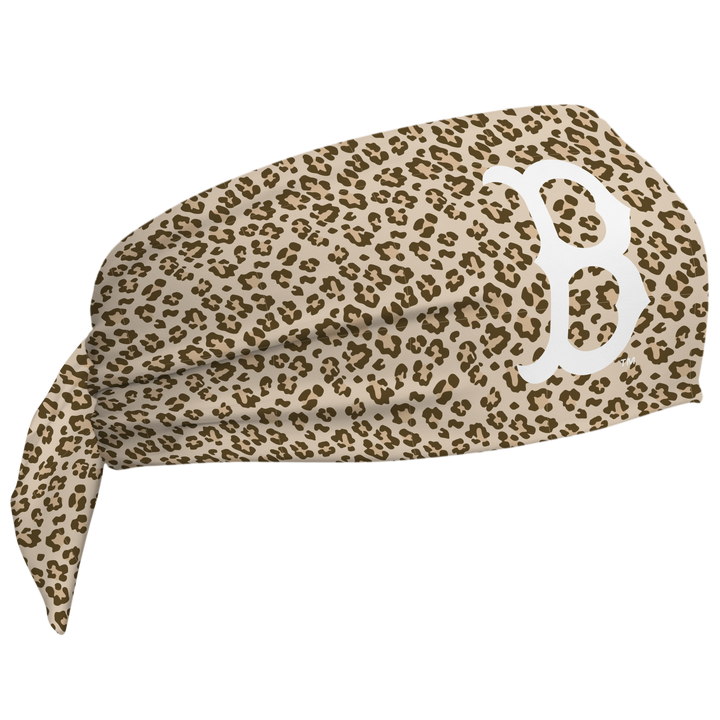 MLB Boston Red Sox wide tieback cooling headband with Cheetah Cap Logo. Vertical Athletics brand. Made in Mexico.