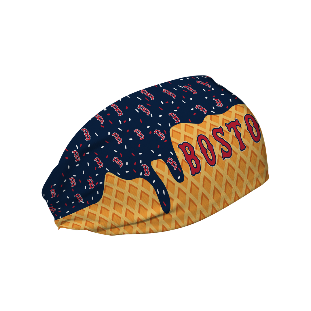 MLB licensed Boston Red Sox cooling headband with Ice Cream Drip Wordmark. Made in the USA, Vertical Athletics brand.