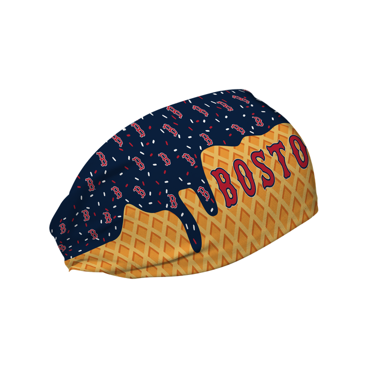 MLB licensed Boston Red Sox cooling headband with Ice Cream Drip Wordmark. Made in the USA, Vertical Athletics brand.
