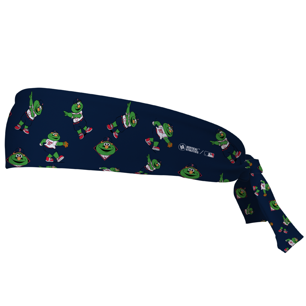 MLB Boston Red Sox tieback cooling headband with Mascot All Over. Vertical Athletics brand. Made in Mexico.