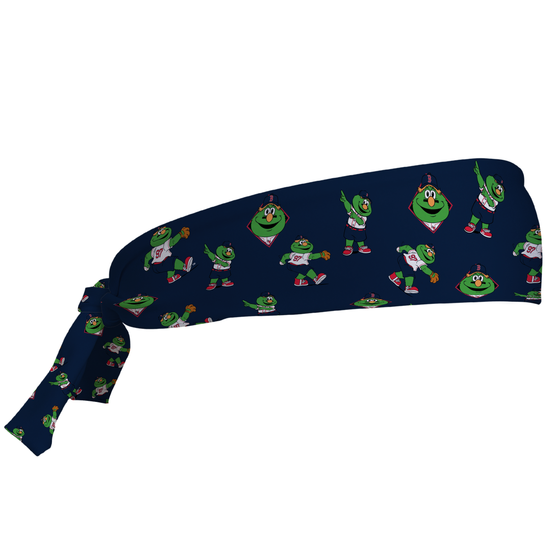 MLB Boston Red Sox tieback cooling headband with Mascot All Over. Vertical Athletics brand. Made in Mexico.