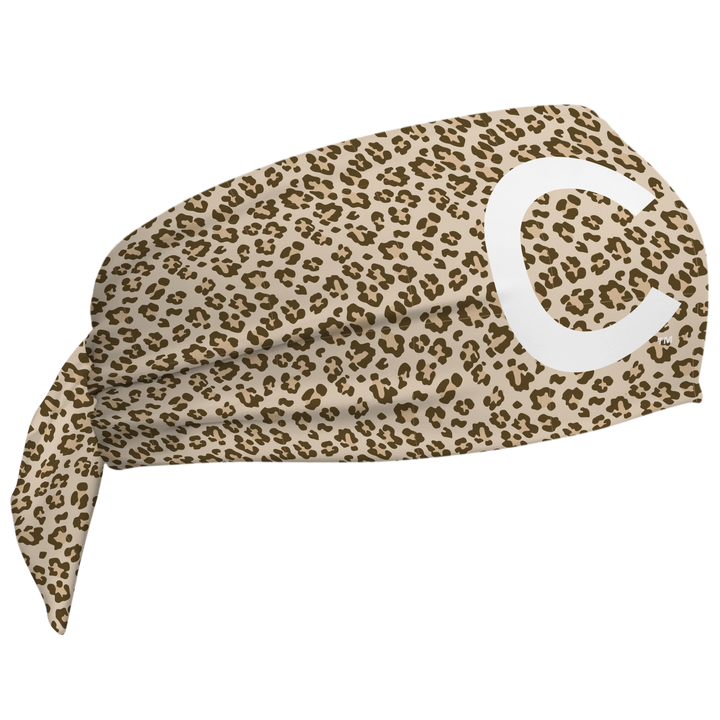 MLB Chicago Cubs wide tieback cooling headband with Cheetah Cap Logo. Vertical Athletics brand. Made in Mexico.