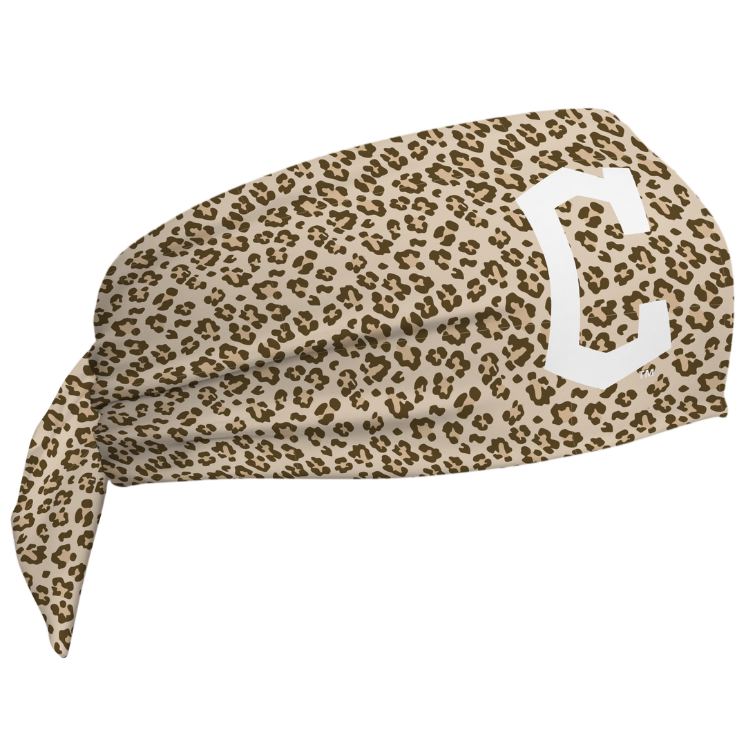 MLB Cleveland Guardians wide tieback cooling headband with Cheetah Cap Logo. Vertical Athletics brand. Made in Mexico.