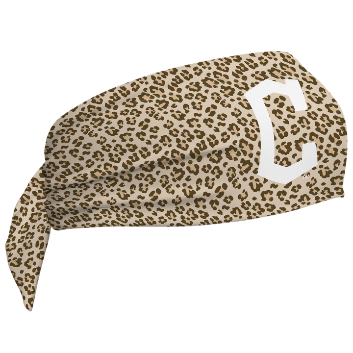 MLB Cleveland Guardians wide tieback cooling headband with Cheetah Cap Logo. Vertical Athletics brand. Made in Mexico.