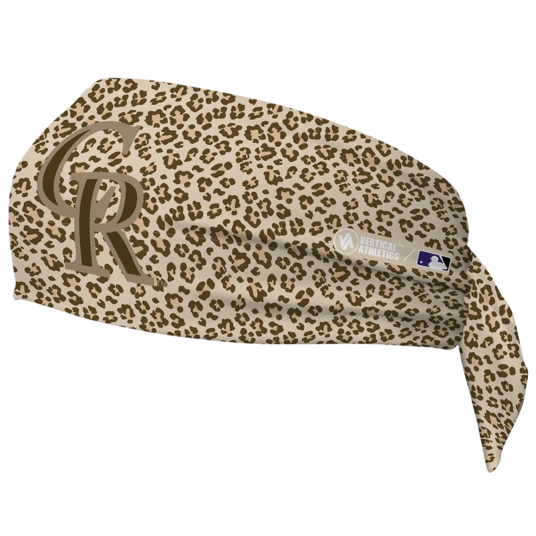 MLB Colorado Rockies wide tieback cooling headband with Cheetah Cap Logo. Vertical Athletics brand. Made in Mexico.