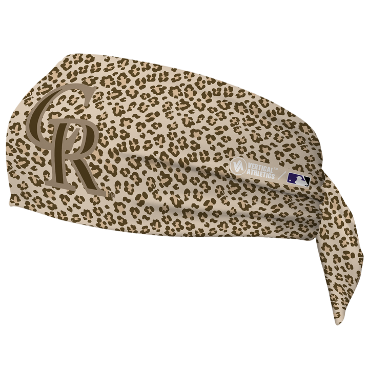 MLB Colorado Rockies wide tieback cooling headband with Cheetah Cap Logo. Vertical Athletics brand. Made in Mexico.